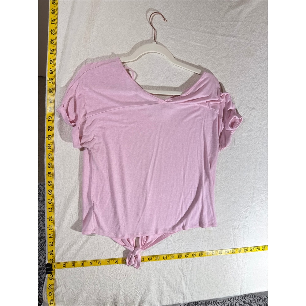 Pink Rose Vintage Top Womens Medium Pink Good Condition Tie Front Strappy Neck - Picture 6 of 6